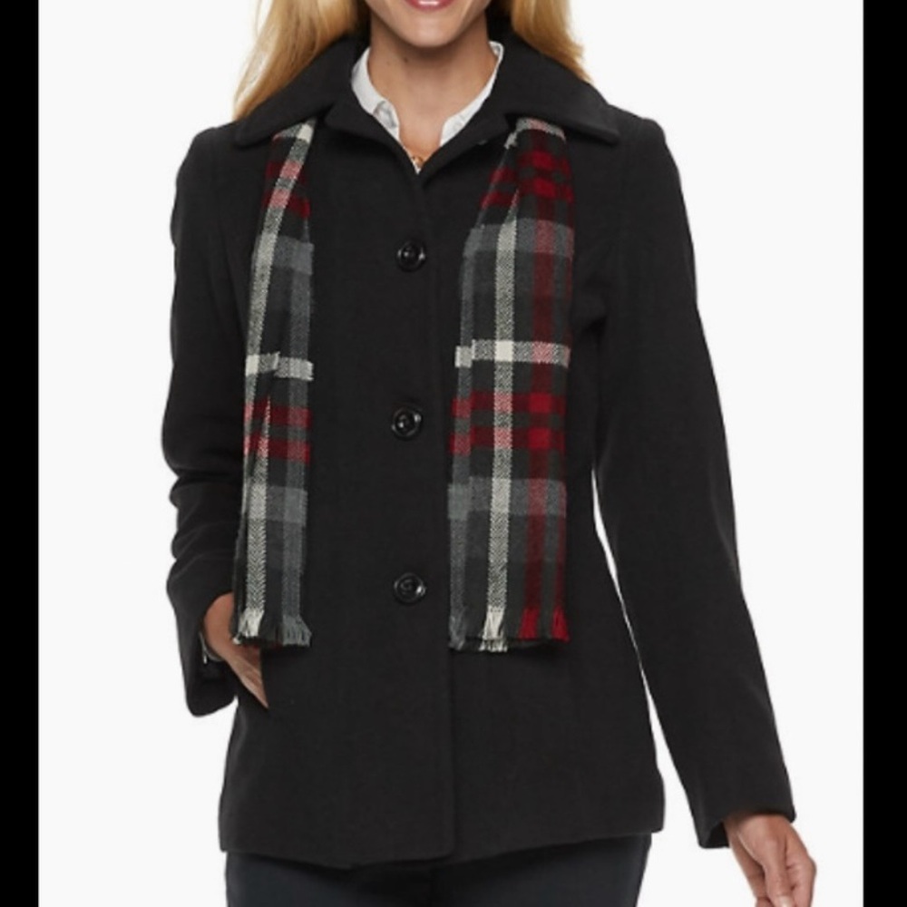 Nautica Black Wool Blend Coat